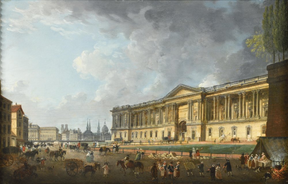View of the Colonnade of the Louvre Enlivened with Figures