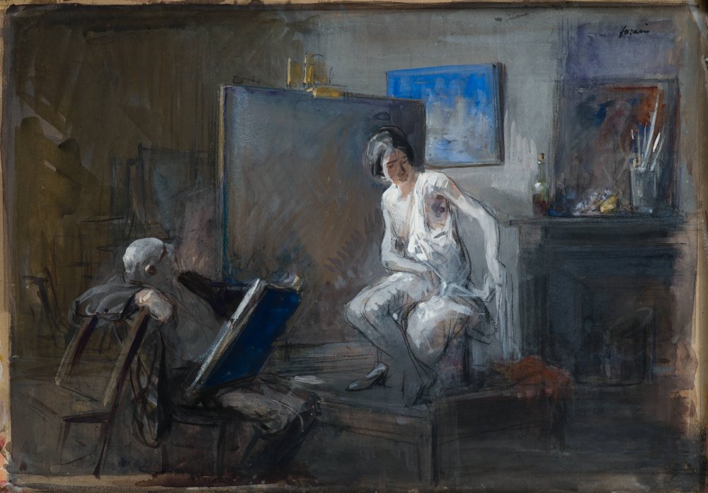 The painter and his model in the studio
