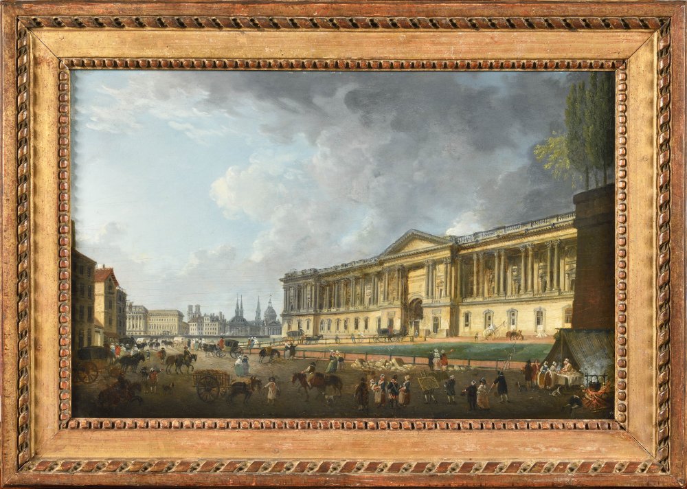 View of the Colonnade of the Louvre Enlivened with Figures