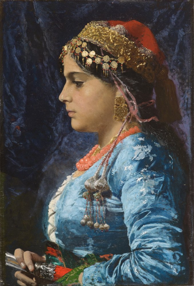 Portrait of an Oriental Woman in Left Profile View