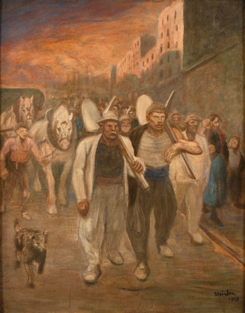 Les terrassiers revenant de leur travail