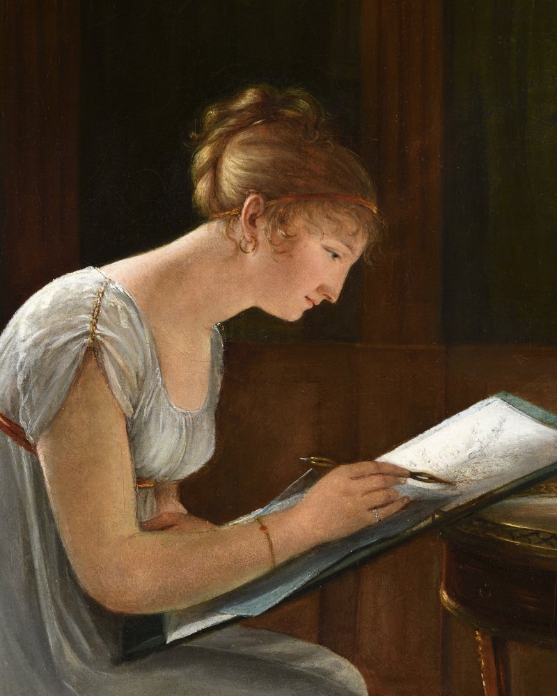 Woman Artist Giving a Drawing Lesson, presumed to be a Self-Portrait