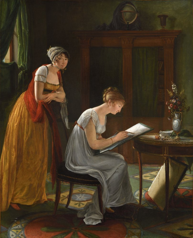 Woman Artist Giving a Drawing Lesson, presumed to be a Self-Portrait