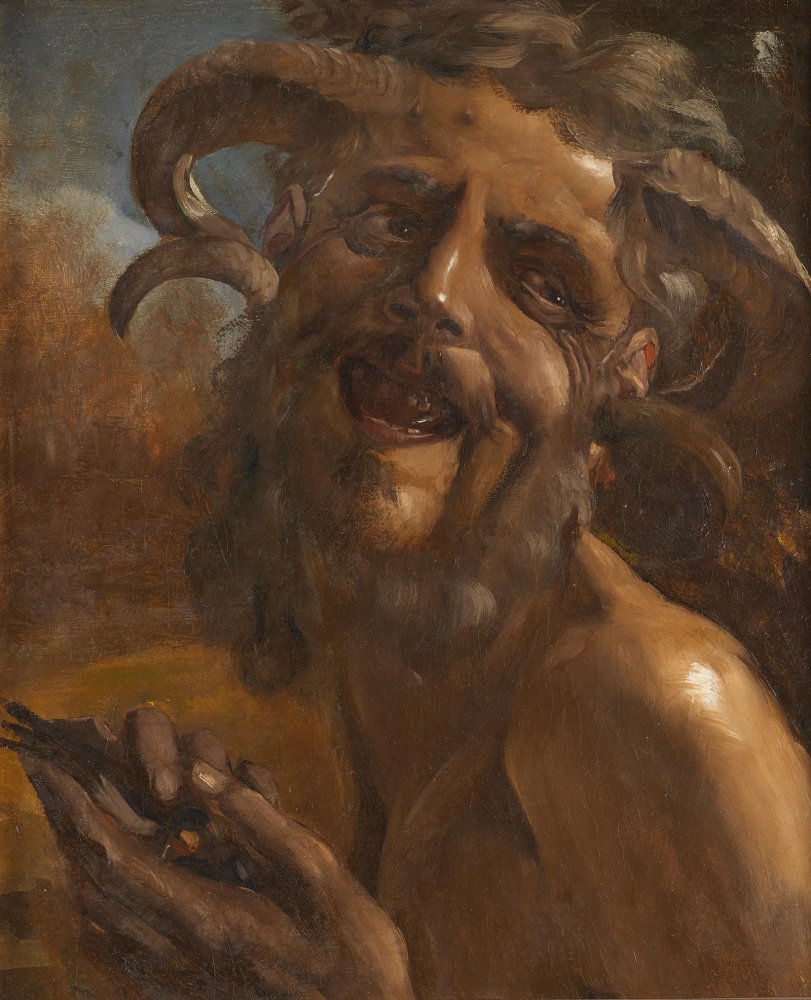 FAUN WITH A THISTLE FINCH