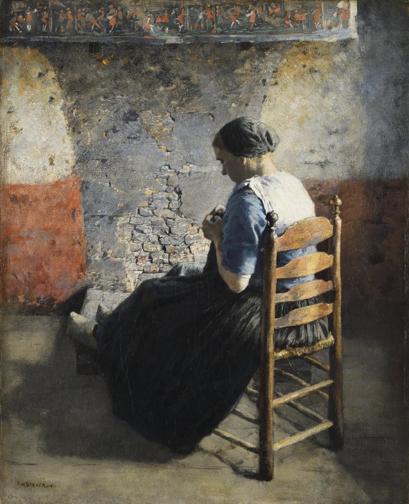 The seamstress in front of the hearth