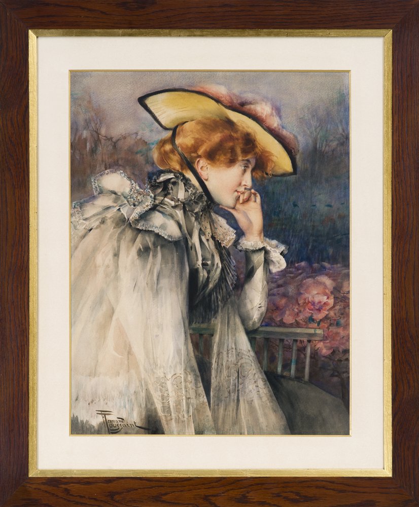 Pensive young woman in hat