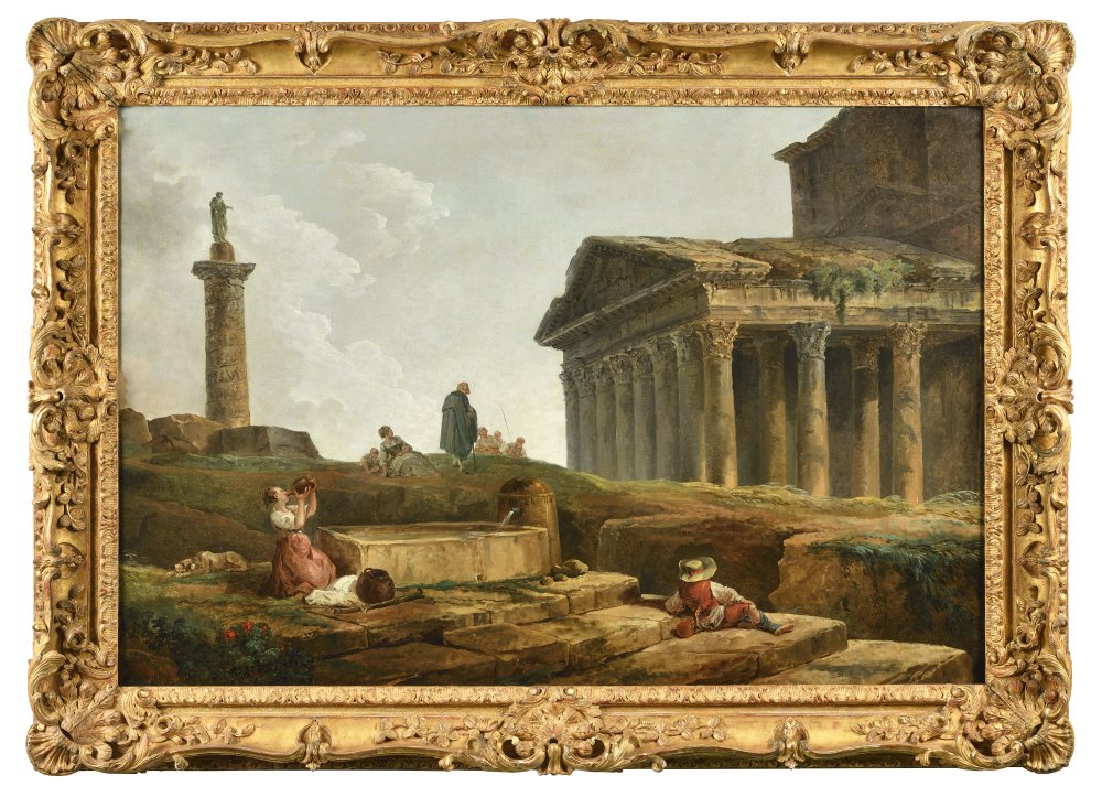 Washerwomen and a Fisherman beneath an Ancient Bridge with a Waterfall&nbsp;(…)