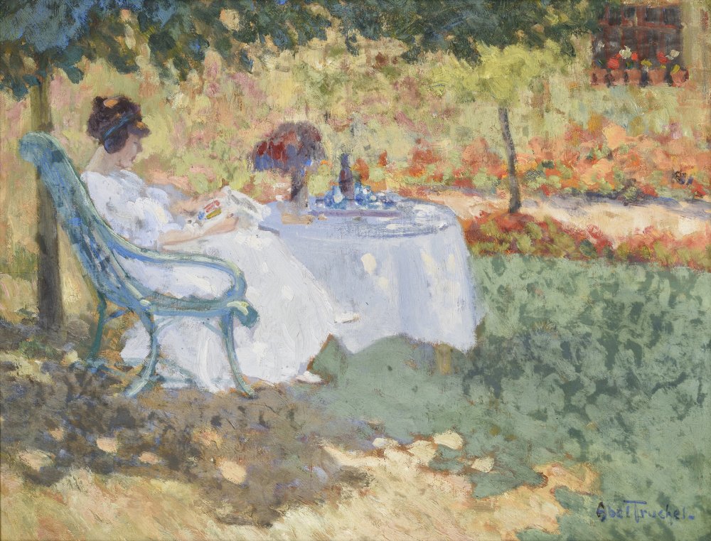 Woman Reading in a Garden