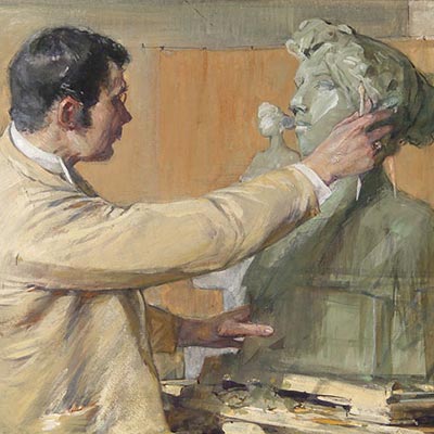 e sculpteur dans son atelier