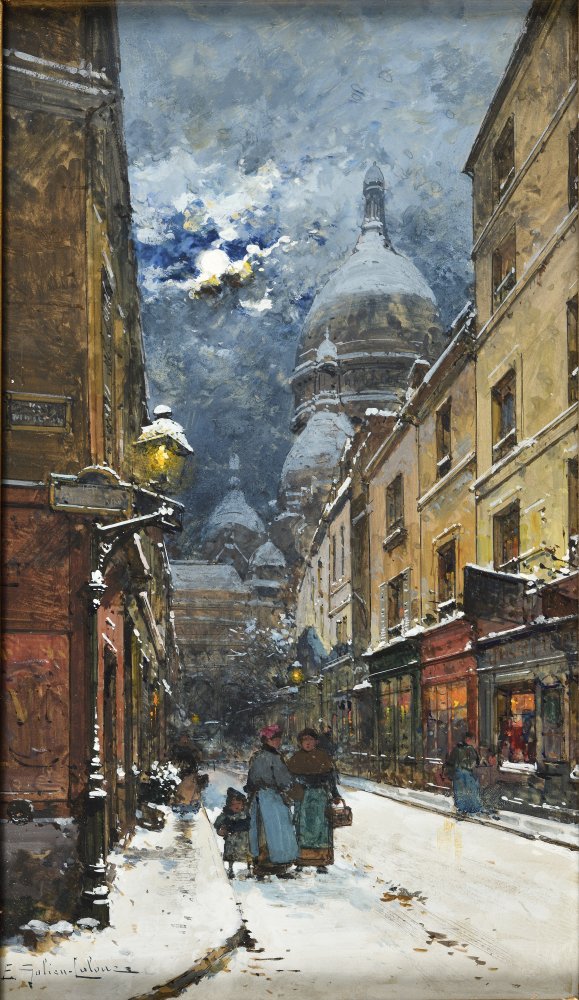 Montmartre, Rue de La Barre covered in snow