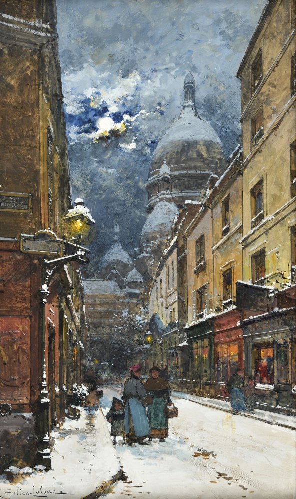 Montmartre, rue de La Barre enneigée