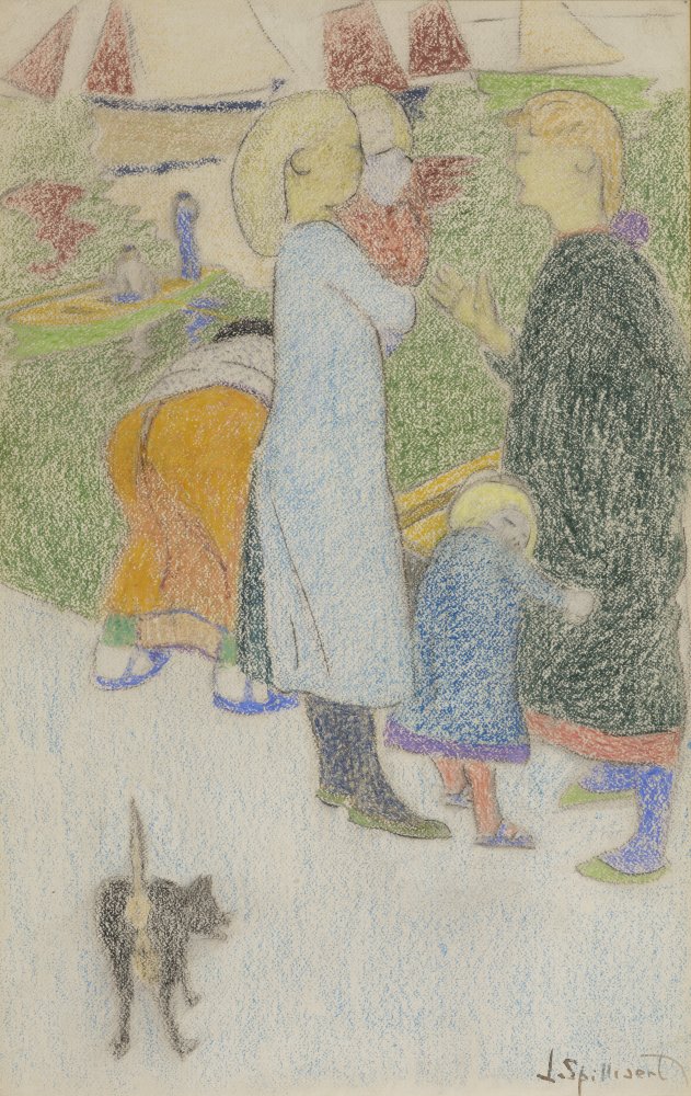 Mères et enfants sur le quai du port d’Ostende (1910)