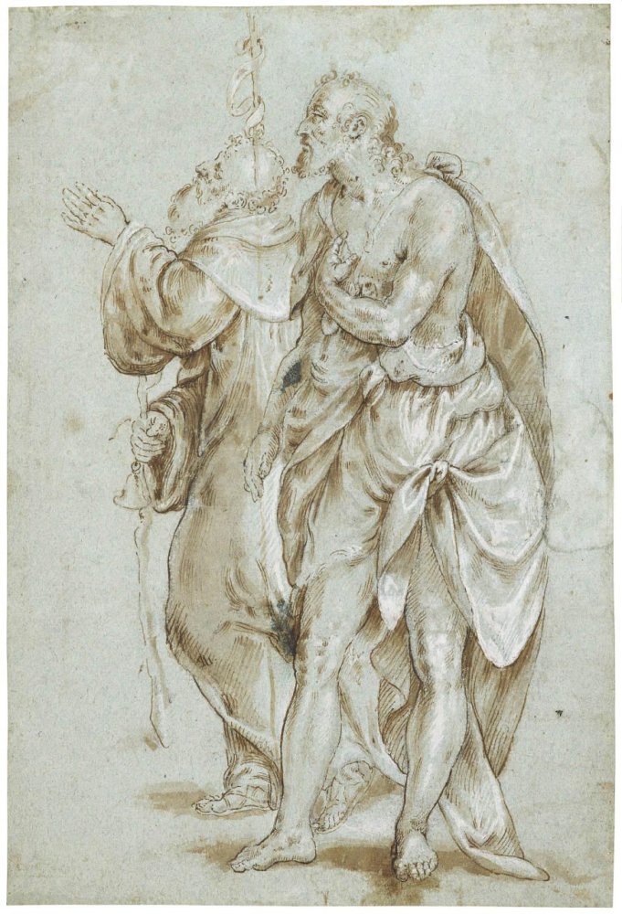 Saint John the Baptist and Saint Anthony the Great (Recto)