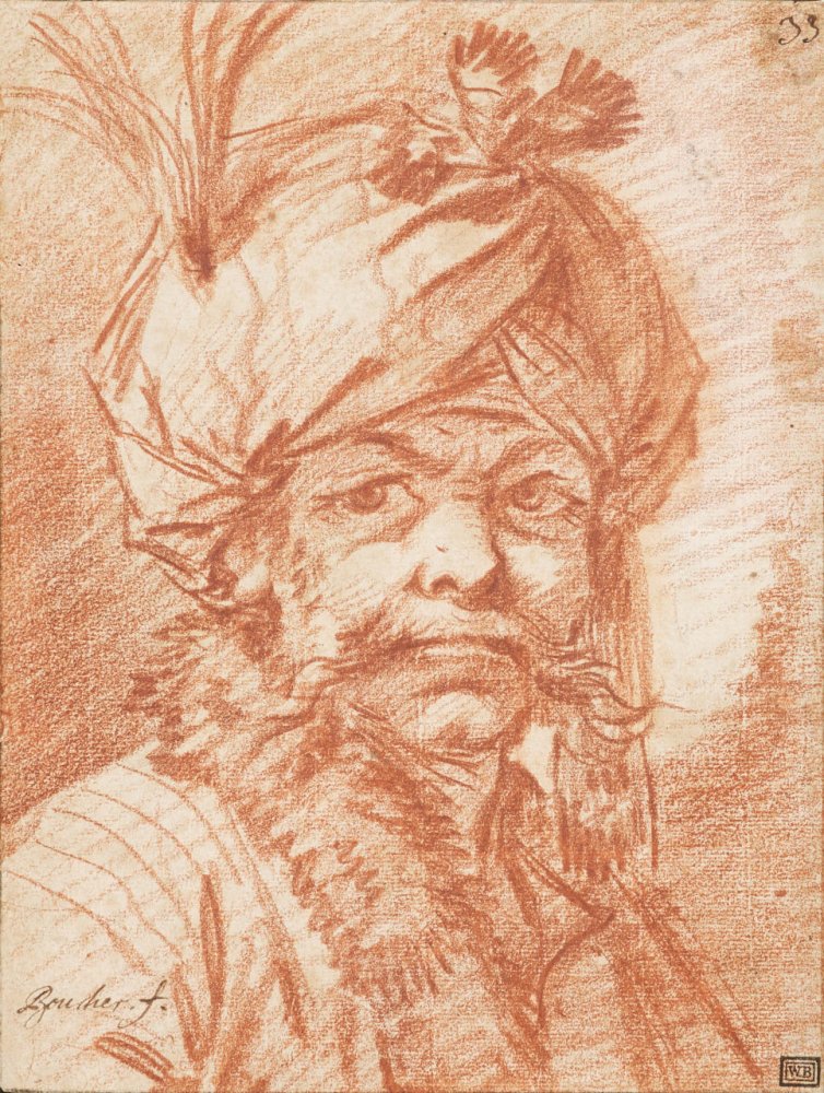 Étude de tête d’homme coiffé d’un turban turc